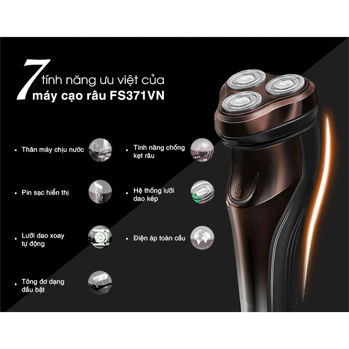 Máy Cạo Râu Flyco FS371VN 3 Lưỡi Kép Thân Máy Chống Nước - Hàng Chính Hãng