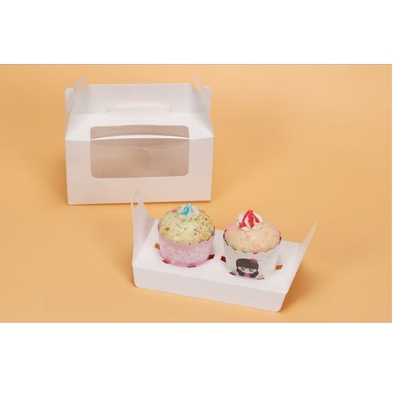 SET  5 HỘP CUPCAKE GIẤY 2 BÁNH (TRẮNG)