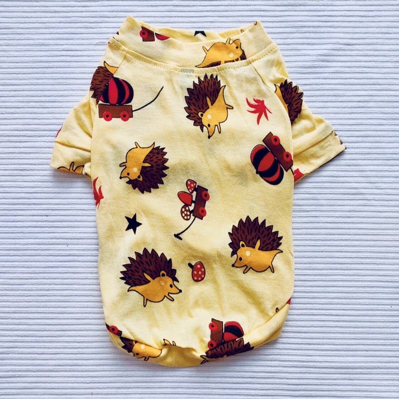 Áo thun cotton hoạ tiết hình con nhím thời trang dành cho thú cưng, Quần áo chó mèo LaLi Petfashion
