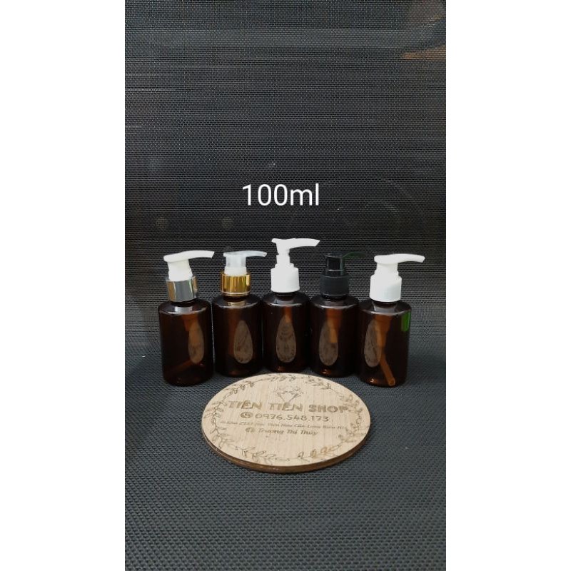 Chai nhựa nâu vát 100ml vòi ấn