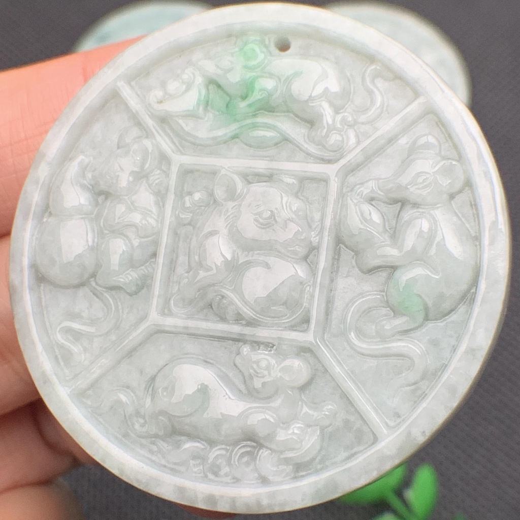 Ngũ thử sinh tài phong thủy ngọc cẩm thạch/Ngọc phỉ thúy tự nhiên