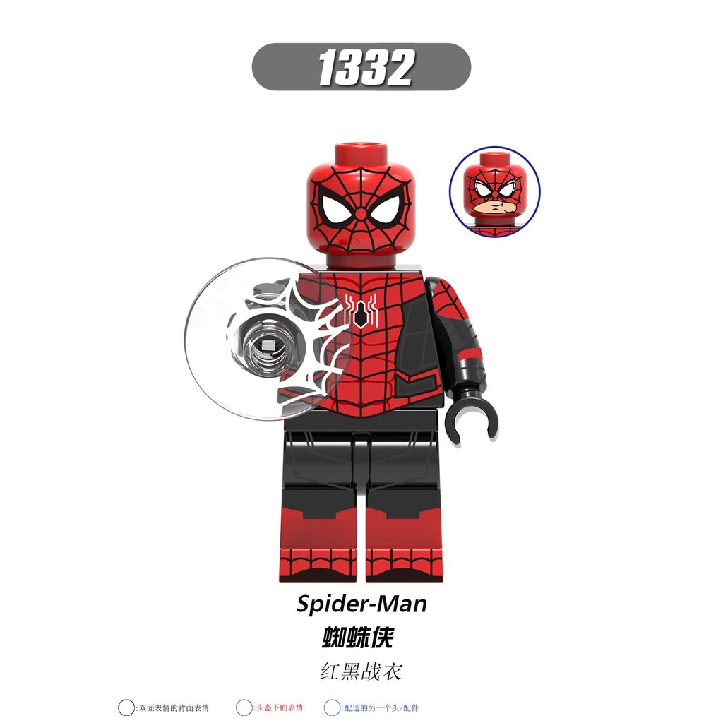 Lego Xinhong Building Blocks X0266 Siêu anh hùng Người nhện Người khách bí ẩn Người nước được lắp ráp Minifigure X1328-1335