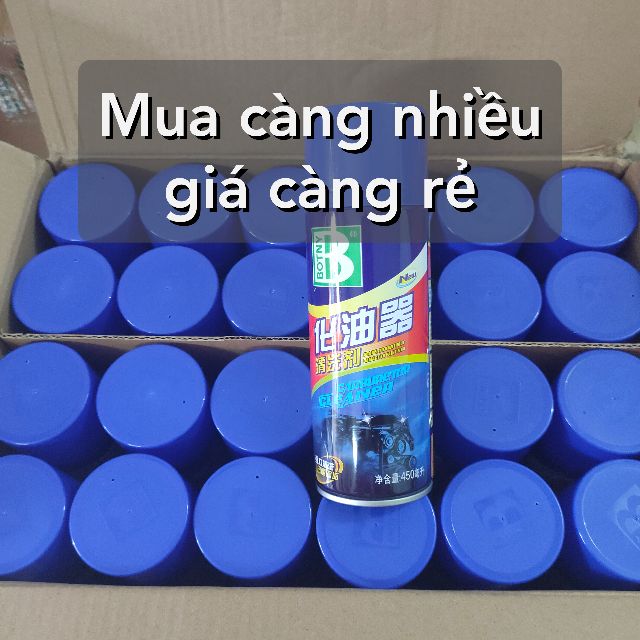 Chai xịt xúc bình xăng con vệ sinh họng ga kim phun béc phun siêu sạch Botny 450ml chính hãng, nước rửa chế hòa khí