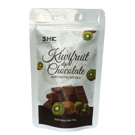 [Giá dùng thử] Kiwi nhúng Socola - Túi 50g - SHE Chocolate - Hương vị hòa quyện, thơm ngon. Thích hợp ăn vặt văn phòng