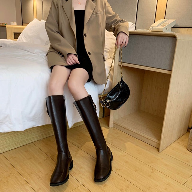 (Kèm ảnh thật) CÓ SẴN Bốt đùi da lì nữ gót 3cm | BigBuy360 - bigbuy360.vn