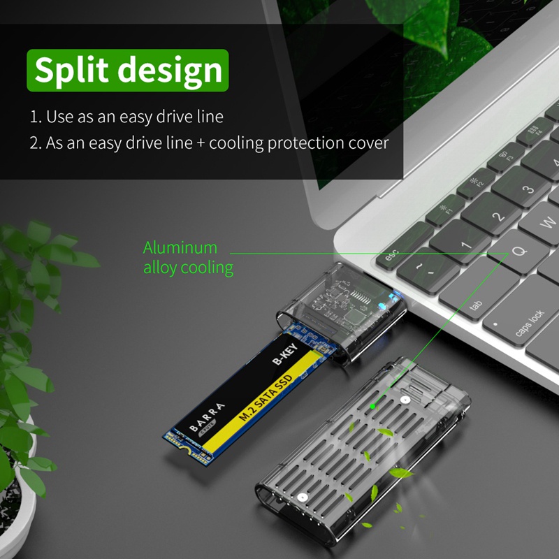 Vỏ ổ cứng ngoài M.2 NGFF SATA SSD USB3.0 Gen1 5Gb/S SATA SSD màu đen cho PC