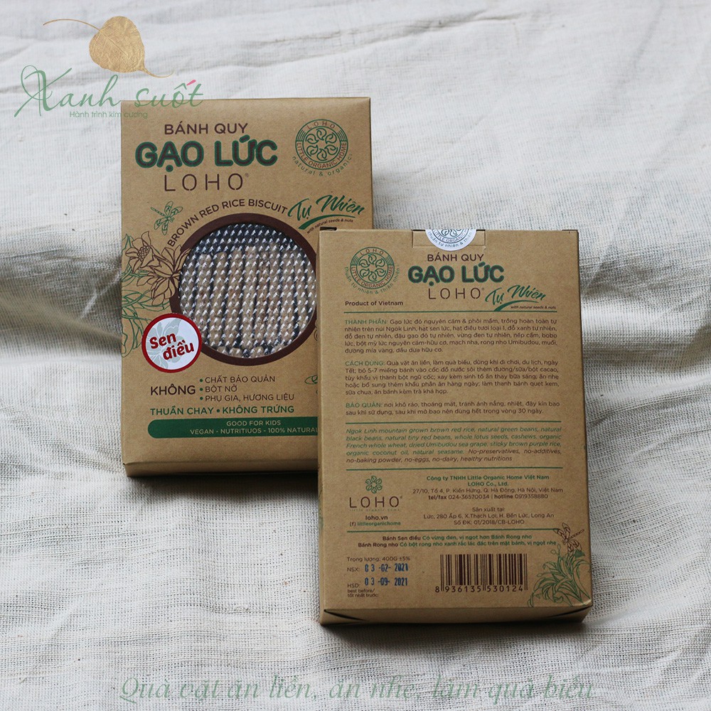 [Loho] Bánh Quy Gạo Lức- Natural Brown Red Biscuit- Bánh Quy Gạo Lức Rong Nho/ Sen Điều [Xanh Suốt]