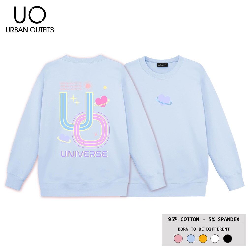 Áo Sweater Form Rộng Nữ Nam URBAN OUTFITS In Trái Tim UO Universe SWO36 Thun Cotton Nỉ