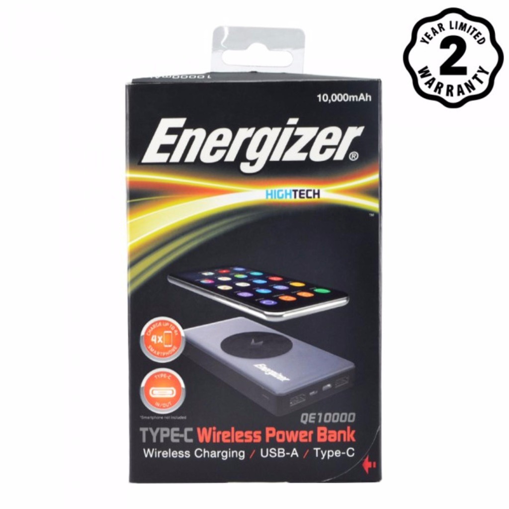 ❏♗☢Pin sạc dự phòng Energizer 10000mAh tích hợp không dây Qi 5W - QE10000 Hãng phân phối chính thức