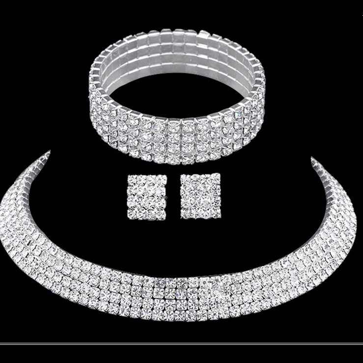 Bộ trang sức nữ bản lớn đính đá tinh thể cao cấp