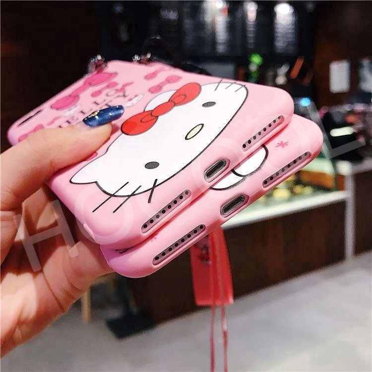 ốp lưng OPPO Hello Kitty Cat Cartoon siêu cute kèm dây đeo cổ cho F1s F3 F5 F7 F9 A3s A7 A71 A83