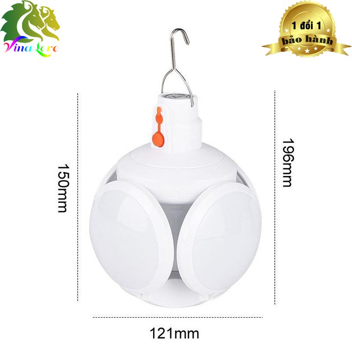 Bóng đèn led tích điện, năng lượng mặt trời hình 4 Cánh Hoa có thể đóng mở (40W)