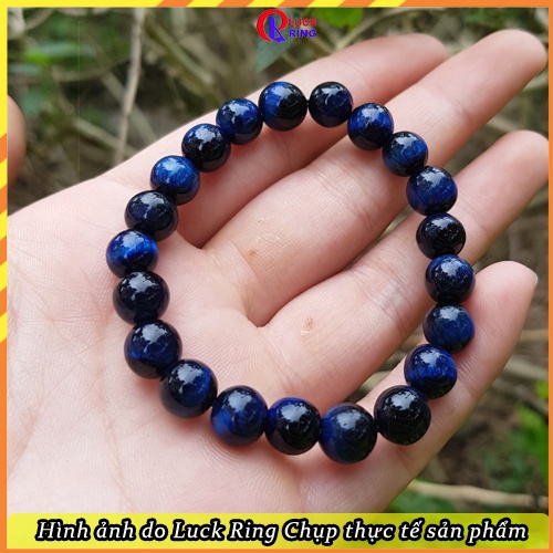 Vòng tay đá phong thủy xanh dương đeo tay Nam Nữ mệnh Thủy Mộc May Mắn Tặng kèm Dây và Hạt dự phòng - Luck Ring