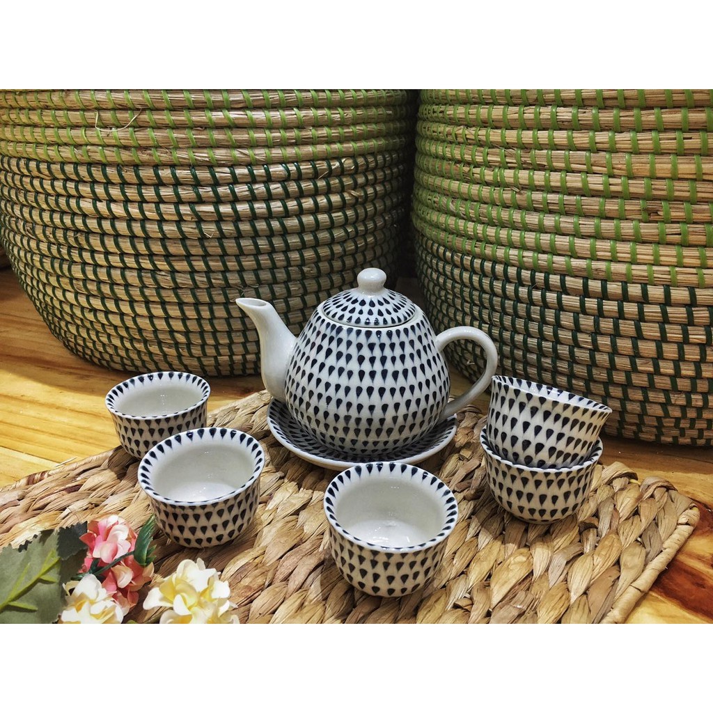 Bộ ấm trà gốm Bát Tràng