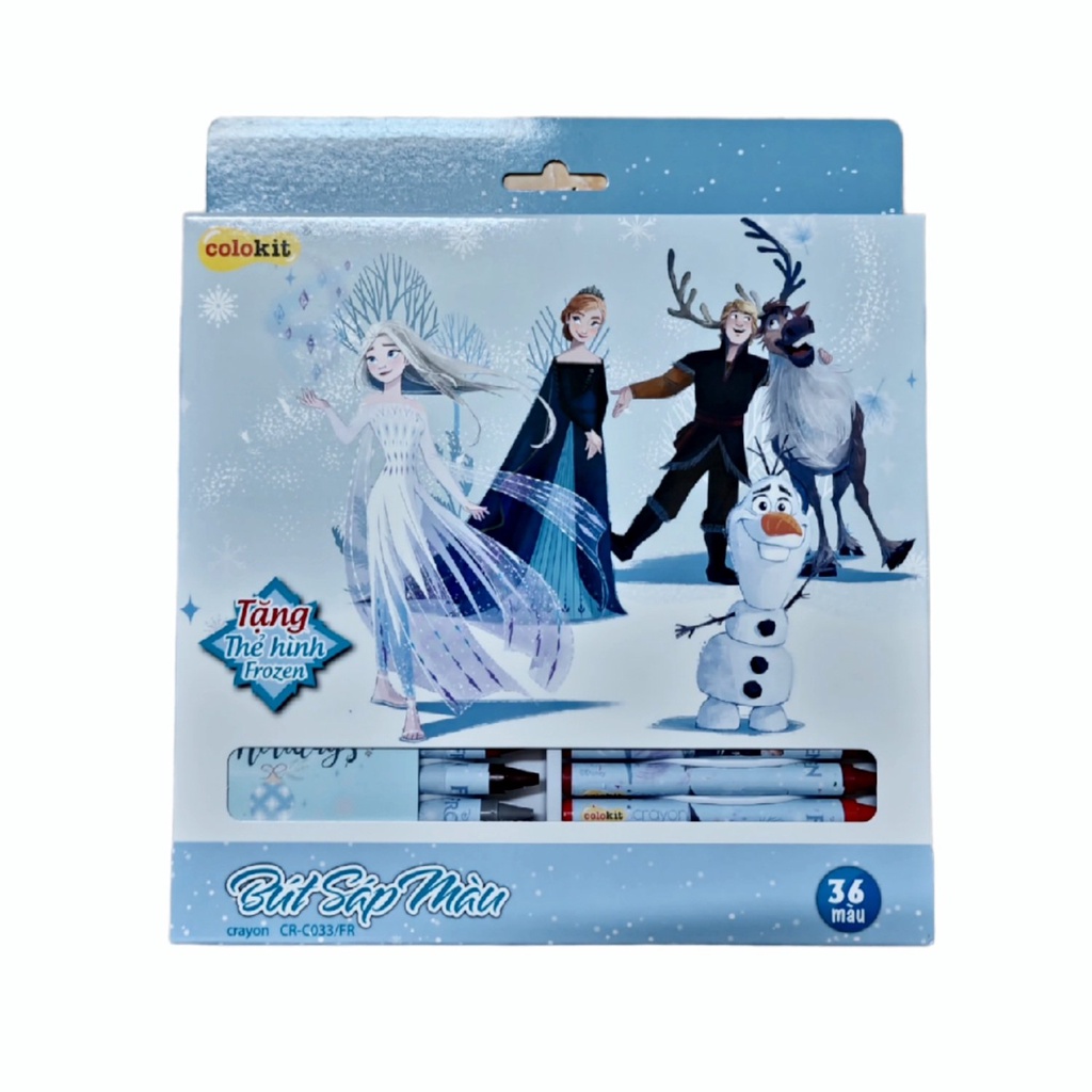 BÚT SÁP MÀU COLOKIT CR-C033/FR Với Hình Ảnh Nhân Vật Hoạt Hình ELSA FROZEN (Hộp 36 Màu)