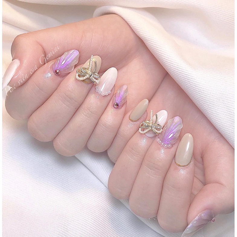 Nailbox thiết kế tráng gương phối nơ