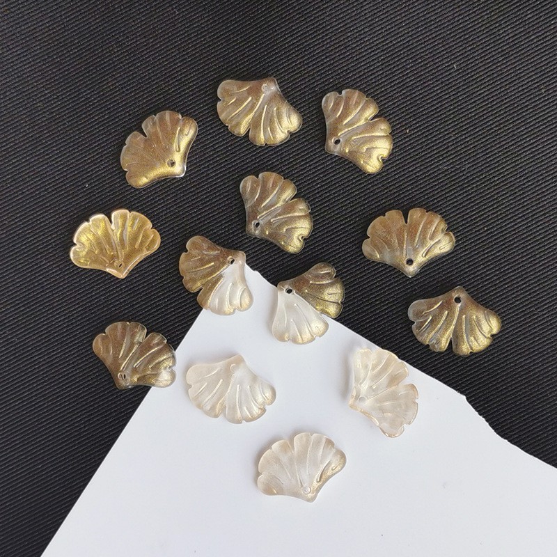 5 lá ngân hạnh thủy tinh 14*20mm nguyên liệu làm trâm làm trang sức cổ trang cosplay cổ phục