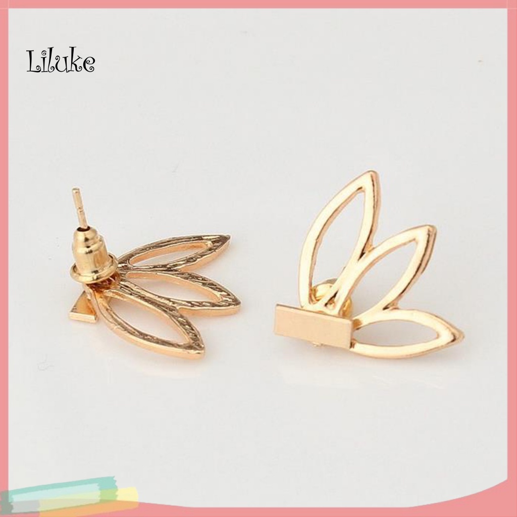 Đôi Khuyên Tai HìNh Hoa Sen ĐíNh Kim Cương Giả ThờI Trang Cho Nữ