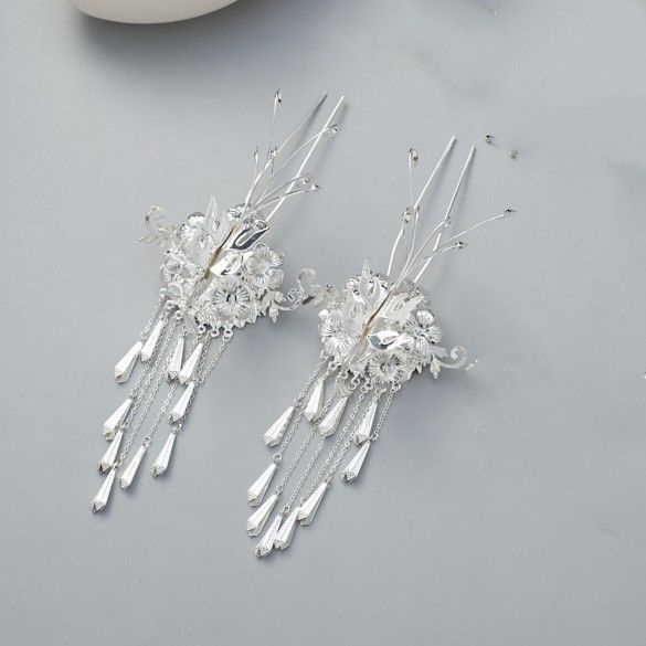 [Aishang Trang Sức Đẹp] Trâm Cài Tóc Hình Vương Miện Bằng Bạc Đẹp Mắt Phong Cách Hanfu Cổ Điển Miaojiang Miaojiang Nổi Tiếng