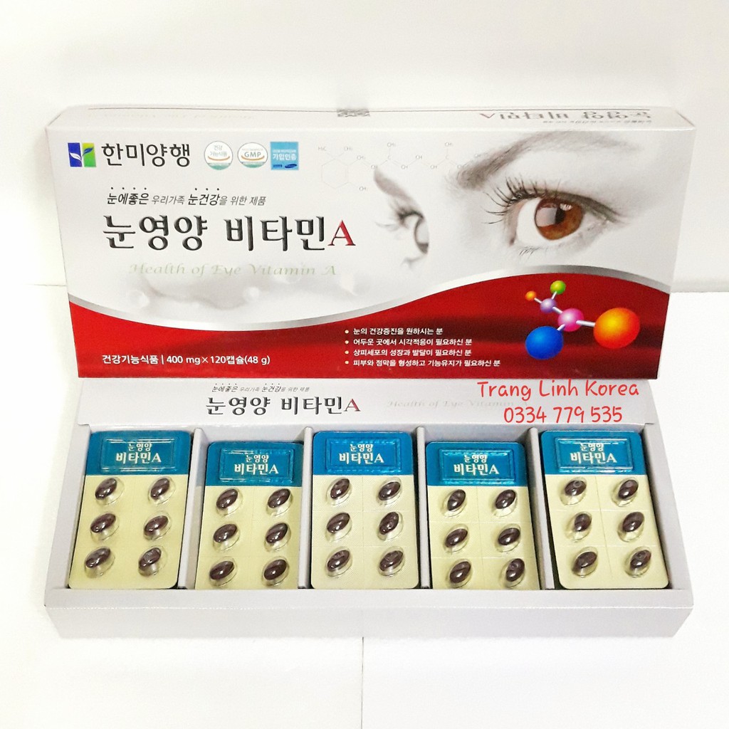 Viên Bổ Mắt VitaminA Health Of Eye Hàn Quốc, Hộp 120 viên