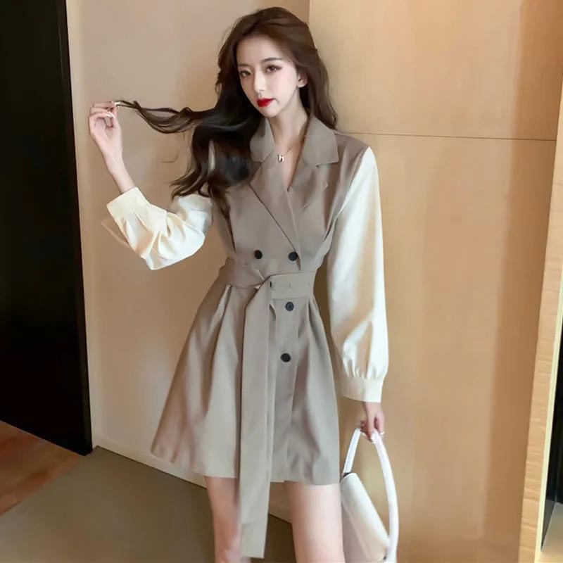 Váy chữ A cổ vest thắt eo đính cúc chất đẹp ảnh thật