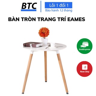 Bàn tròn eames - hàng nhập khẩu, mặt gỗ mdf, chân gỗ chắc chắn - bàn cafe, bàn uống trà kiểu dáng trang nhã btc.8686