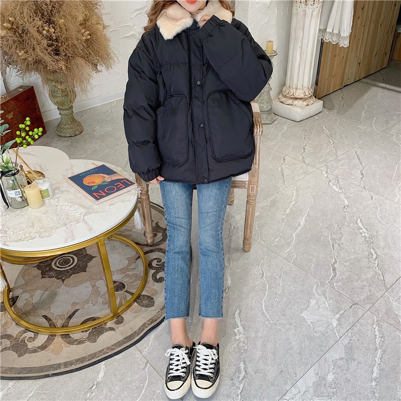 Giao Ngay 🌼Áo Phao Lông Vũ Cổ Lông Rút Eo FREE SIZE hàng Quảng Châu Cao Cấp | BigBuy360 - bigbuy360.vn