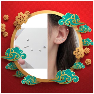 Bông tai bạc H.A.S set 5 chiếc bông kiểu dáng Hàn Quốc - HBT74