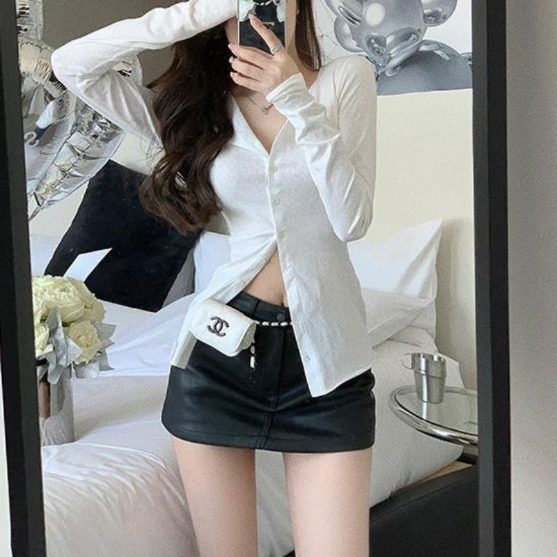 Pure Desire Áo Sơ Mi Tay Dài Ôm Eo Chống Nắng Thoáng Khí Phong Cách Mùa Thu Mới Dễ Phối Đồ Cho Nữ