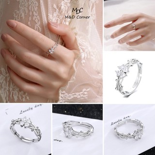 Nhẫn bạc nữ cỏ bốn lá đính đá xinh xắn - m&d corner