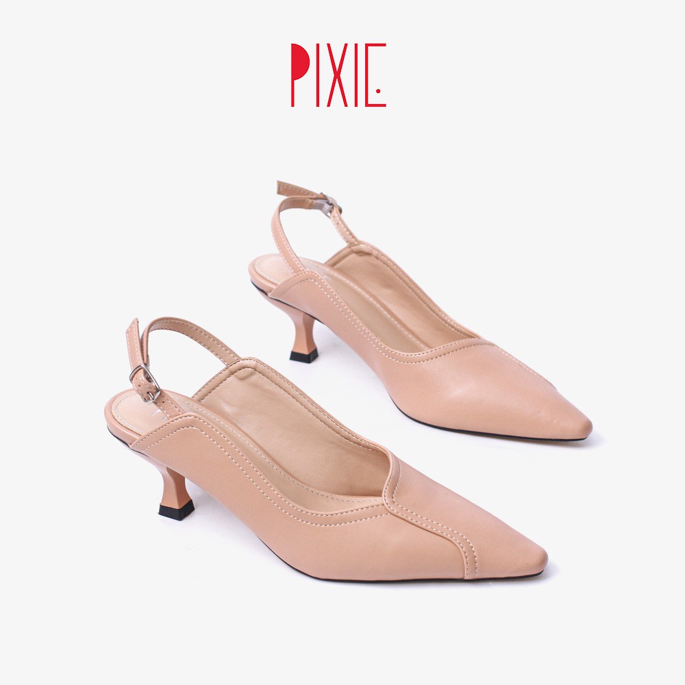 Giày Cao Gót 5cm Bít Mũi Viền Chần Chỉ Pixie X736