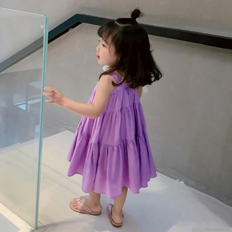 Đầm công chúa hai dây phong cách Hàn Quốc thời trang mùa hè cho bé gái