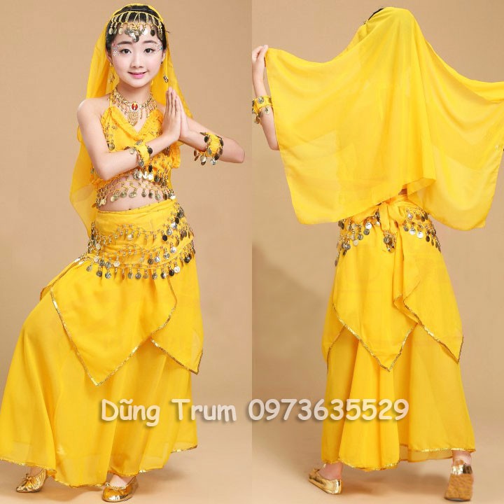 Trang phục múa Ấn độ trẻ em, váy Ấn Độ múa biểu diễn