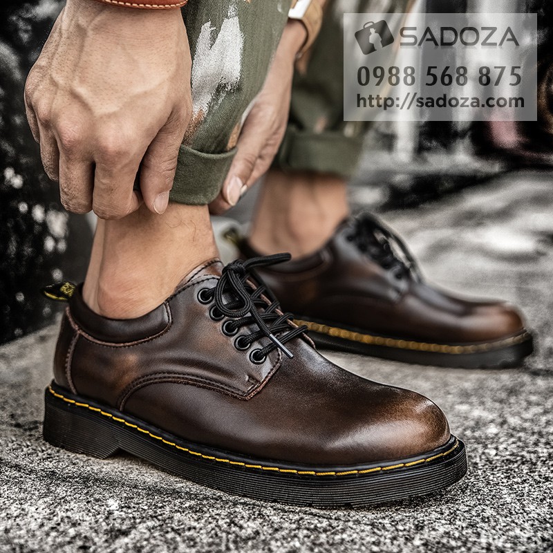 Giày Da Bò Nam - FREESHIP - Giày Da Nam Cổ Thấp Êm Mềm Thoáng Khí Chất Chơi GNK13 | BigBuy360 - bigbuy360.vn