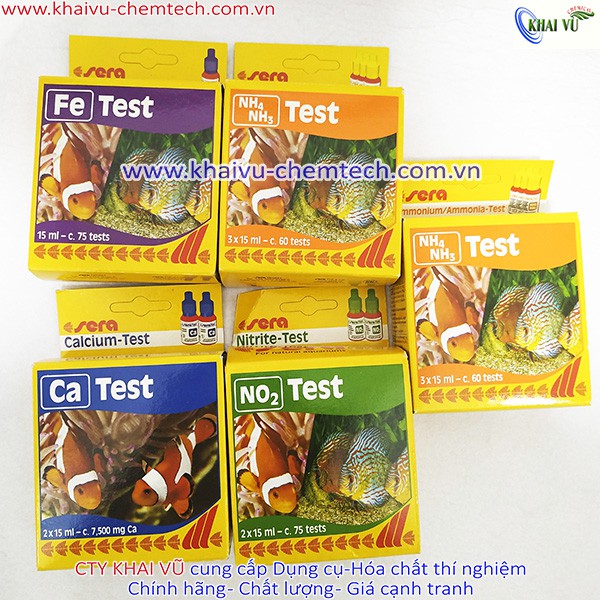 [HÀNG ĐỨC] Bộ test Sera kiểm tra nước NHANH CHÍNH XÁC đo nitrite NO2, phèn sắt Fe, Canxi Ca, Amoni NH3/NH4...