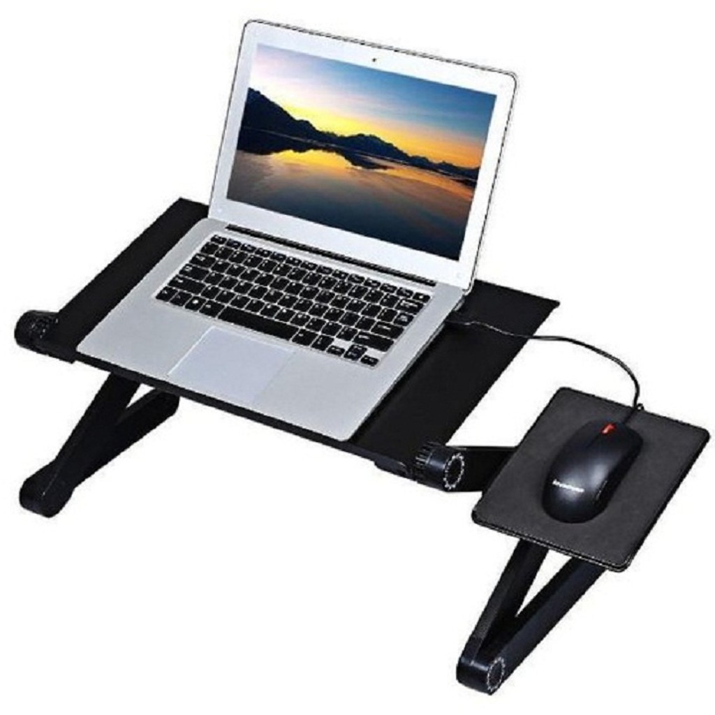 Bàn laptop gấp 3 khúc 48cm có quạt tản nhiệt. có bàn để chuột - Bàn máy tính