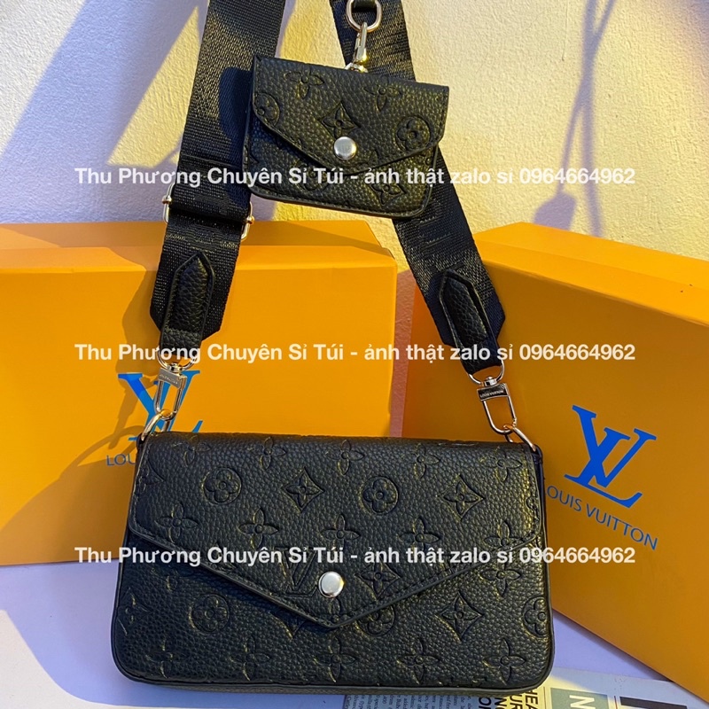 Sét túi 3 món eo vì đeo chéo kẹo nách hoạ tiết dập logo chìm túi tháo được làm nhiều kiểu dáng (hàng quảng châu cao cấp)