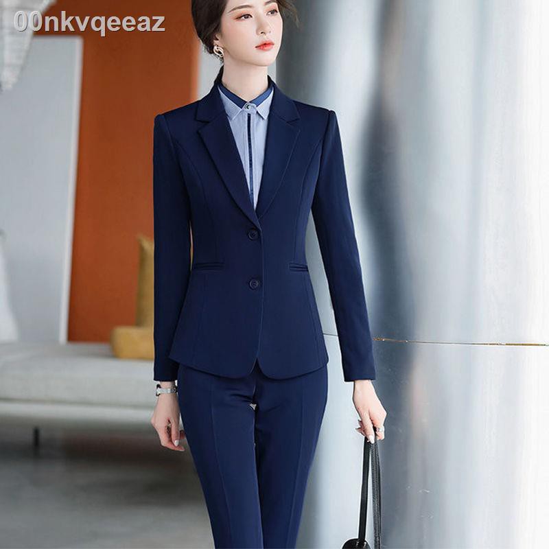 bộ vest chuyên nghiệp màu xám nữ phong cách mùa xuân và thu mới thời trang Hàn Quốc phục công sở trọng đồ nhỏ