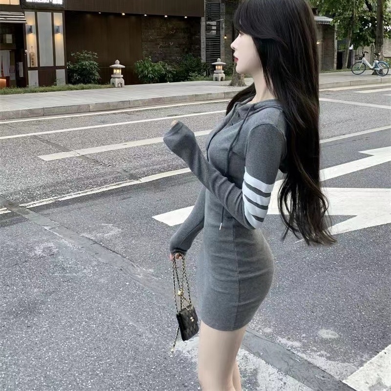 Đầm Tay Dài Ôm Eo Thời Trang Mùa Thu Hàn Quốc Mới Dành Cho Nữ