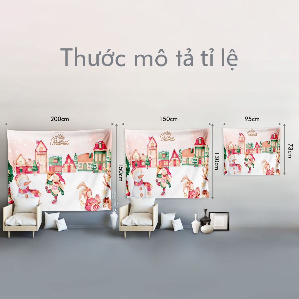 Tranh vải in 3D treo tường trang trí NOEL, decor GIÁNG SINH, MERRY CHIRMAS , JESU [ tặng móc treo, miếng dán định vị]