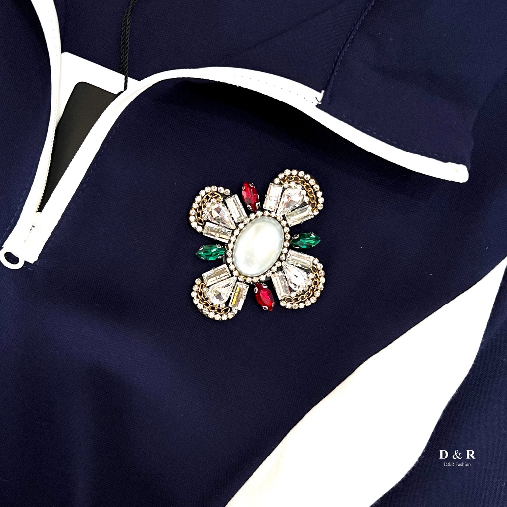 Đầm polo nữ bigsize váy đuôi cá logo đính đá Quảng Châu cao cấp D&R Fashion D049