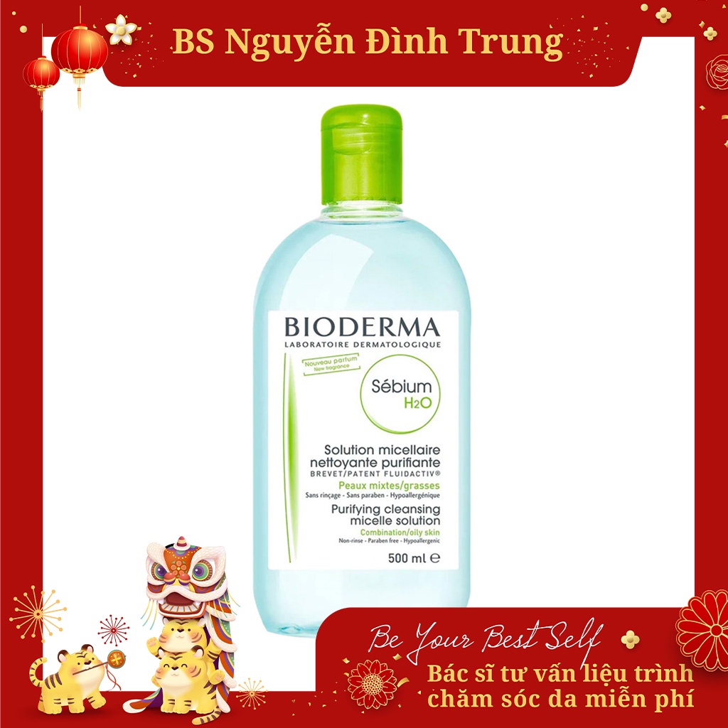 Dung Dịch Làm Sạch Da Và Tẩy Trang Toàn Diện Công Nghệ Micellar Bioderma Sebium H2O 500ml