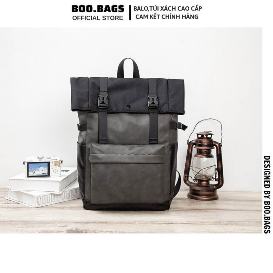 Balo Da Nam - Nữ Đi Học Đi Phượt Nắp Gập Hàn Quốc Chống Nước Laptop 15.6IN Boo-008 Boobags