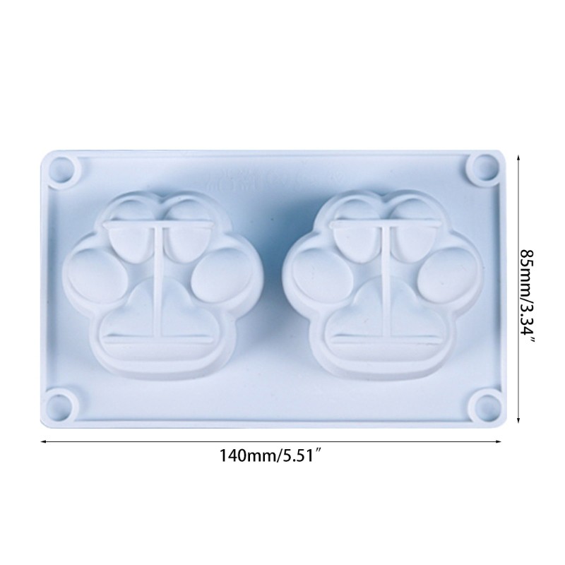 Khuôn Silicone Hình Chân Mèo 2 Ngăn Làm Nến