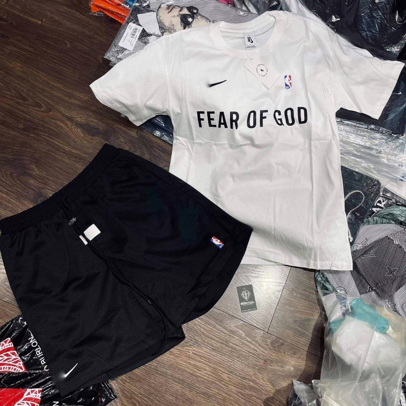 Áo thun tay lỡ Fear of God x NBA, áo phông N i ke FOG, áo thun unisex