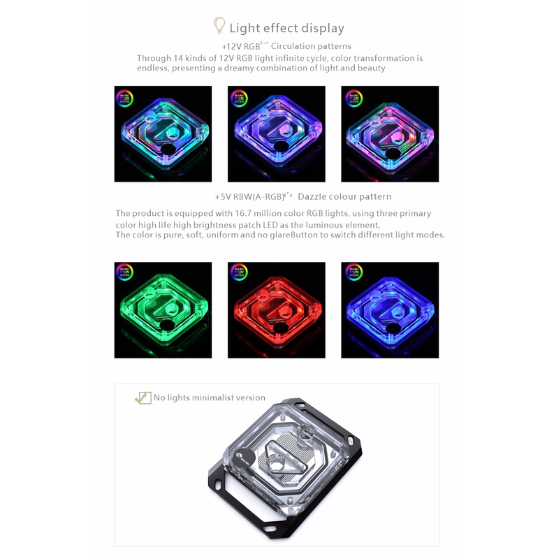 Khối CPU Bykski CPU-XPR-C-M / CPU-XPR-C-I dành cho INTEL LGA115X 1200 1700 2011AMD Ryzen 3/5/7 X470 X570 Water Cooler Tản nhiệt
