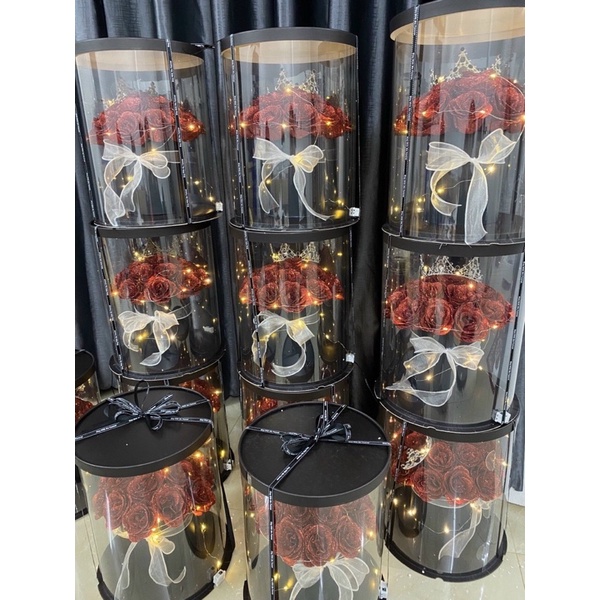Hộp hoa Mika size bự cao 46 cm hot 2023 . Tặng full phụ kiện y hình.