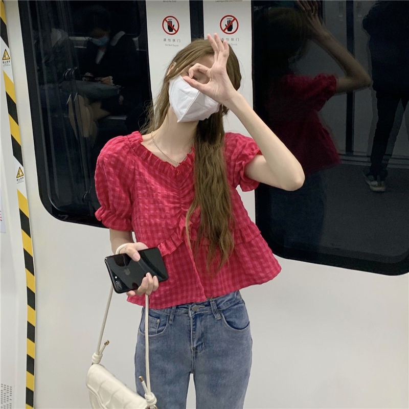 Áo Sơ Mi Ngắn Tay Cổ Chữ V Mềm Mại Ôm Dáng Thời Trang Xuân Hè Cho Nữ