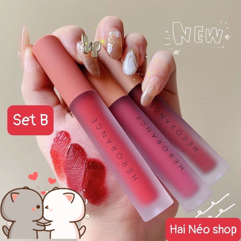 Set 3 Cây Son Kem Lì Herorange Fluffy Lip Glaze (Nội địa Trung)