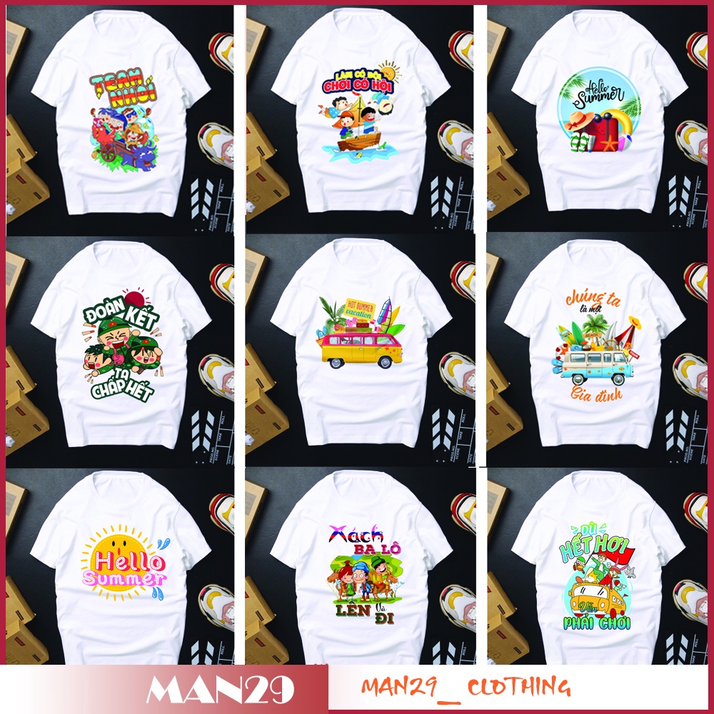 Áo phông, áo đồng phục tay cộc _ M23_ giá sỉ, áo nhóm đi biển, đi chơi chất cotton 65/35